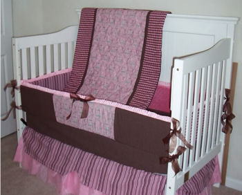 Pink and brown Parisian Eiffel Tower Baby Nursery Bedding Set French Nursery Decor