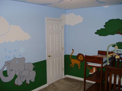 The sweet mother elephant with her baby elephants are a favorite part of our baby boy's jungle safari nursery theme.  