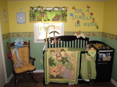 One Wall of Baby Mikey's Jungle Babies Nursery Theme 