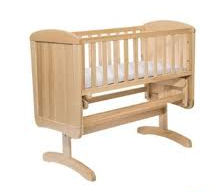 Wooden Mothercare Deluxe Gliding Crib in Natural Wood Finish