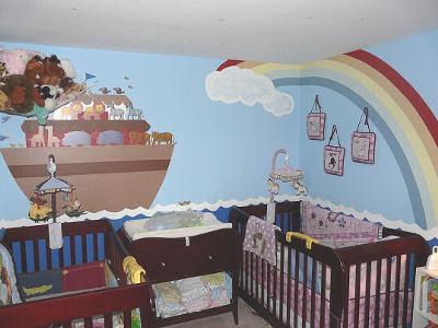 Twin Noah's Ark Baby Nursery Wall Mural Designed by Dad