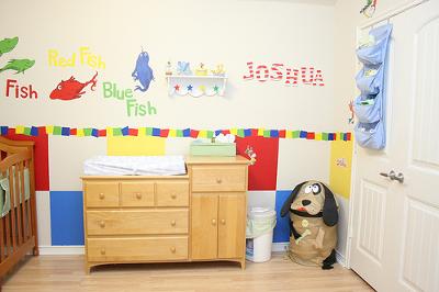 Joshua's One Fish Two Fish Red Fish Blue Fish Dr Seuss Baby Nursery Wall Mural