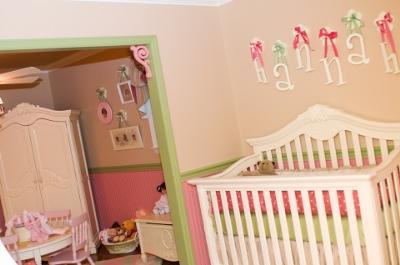 Sweet Pink and Lime Green and Antique White Baby Girl Nursery Pictures  