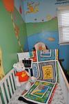 Grandma made all the Lorax theme baby bedding, crib quilt and toys in the nursery