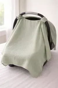 DIY baby car seat cover made with breathable fabric