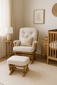 DIY nursery glider makeover with fresh fabric and new paint