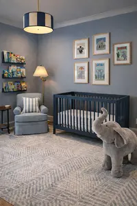 elephant nursery ideas with soft neutral decor, crib bedding, and wall art