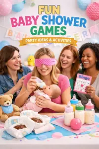 Guests playing fun baby shower games at a modern celebration with prizes and decorations