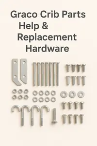 Organized Graco crib screws bolts and replacement hardware neatly arranged for easy identification