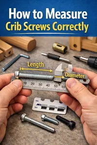 Measuring crib screws correctly with a ruler showing length and thread size for replacement hardware