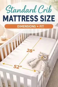 Tape measure showing standard crib mattress size and fit inside a crib frame
