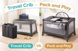 Travel crib vs pack and play shown in a clean side-by-side comparison setup for portable baby sleep