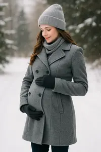 Winter maternity outfits for photos featuring cozy textures and flattering seasonal layers