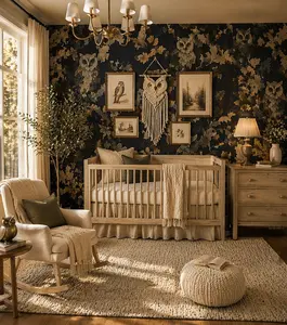 Woodland nursery with forest-inspired owl decor, soft natural textures, and gentle diy owl forest animal accents