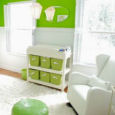 Bright lime green and white modern baby boy nursery