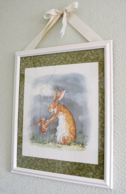 Custom framed nursery wall art prints made from pages taken from the book 