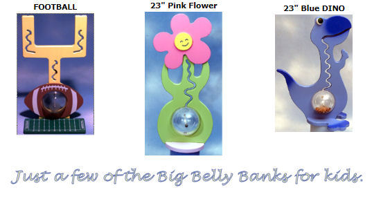 Personalized kitty cat bank for girls, football goal bank and blue dinosaur bank