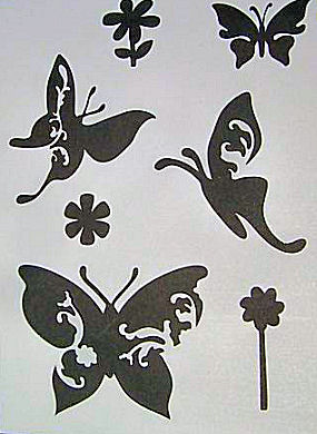 Butterflies and flower stencil pattern sheet
