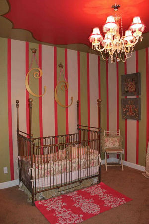 Pink, Green and Antique White French Inspired Traditional Nursery for Baby Charlotte