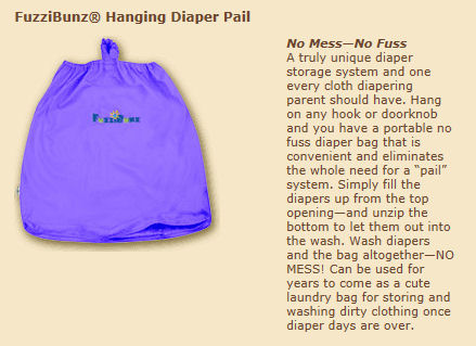 FuzziBunz Hanging Diaper Pail