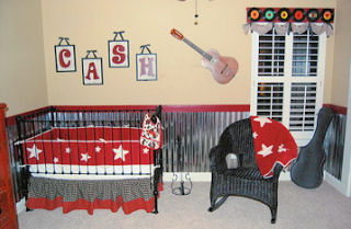 Ideas for using guitar wall stickers decals and decorations to decorate a baby boy's nursery.