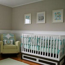 Blue teal green gray and white modern baby girl nursery