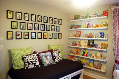 Kalia's custom bookshelves filled with books to enjoy with Mom and Dad for many years to come.