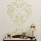 Damask baby nursery wall stencil pattern