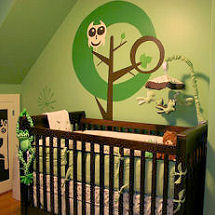 Neutral Owl Baby Nursery Room Decor Ideas in Olive Green