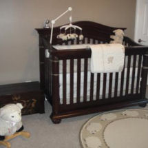 Sweet lamb beige brown and ivory white nursery with sheep rug crib set and mobile