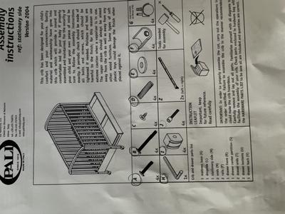 2004 Pali Crib Parts Diagram from the Owners Assembly Manual