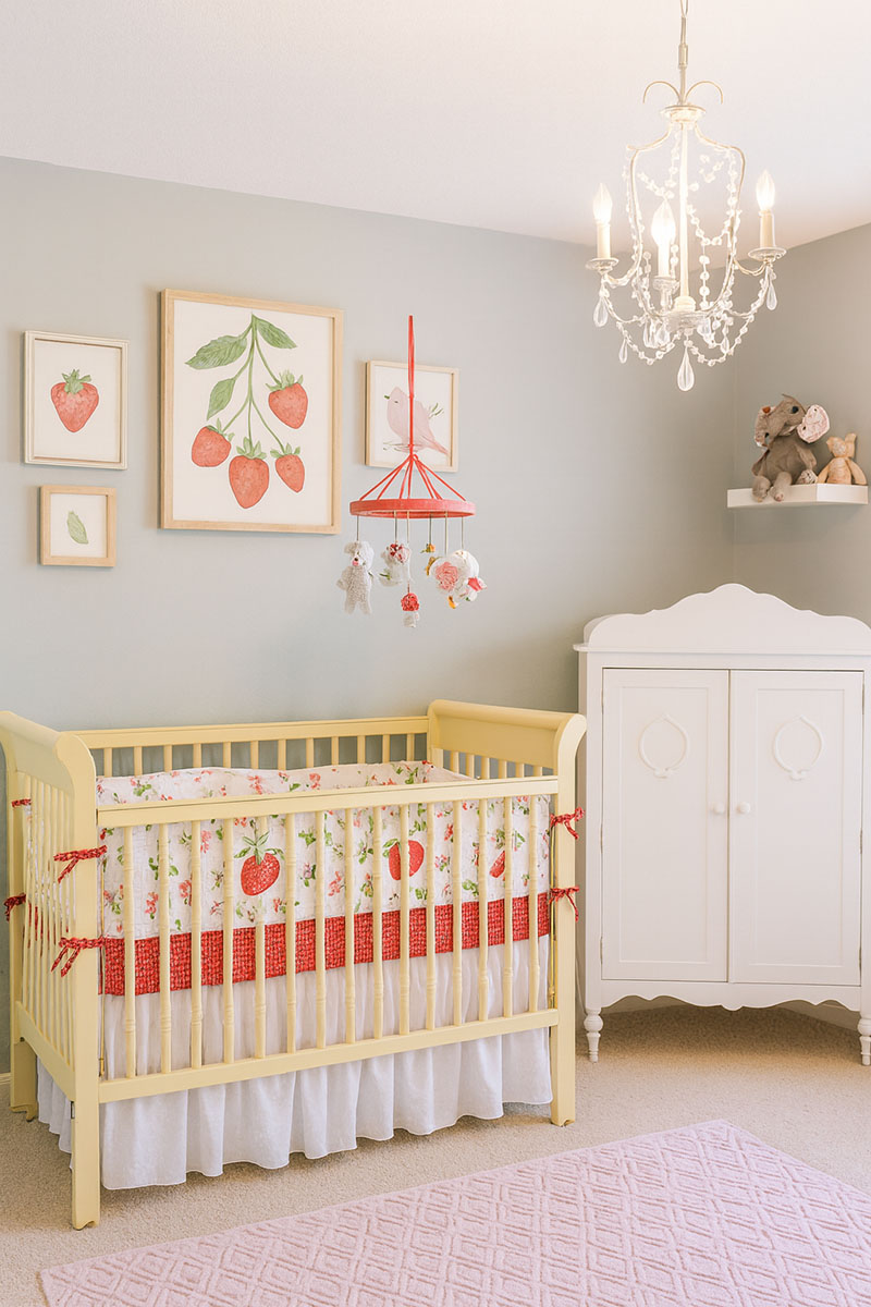 red and gray baby girl nursery decorating ideas