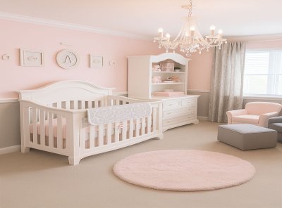 Pretty Pink and Gray Princess Nursery Room for a Baby Girl