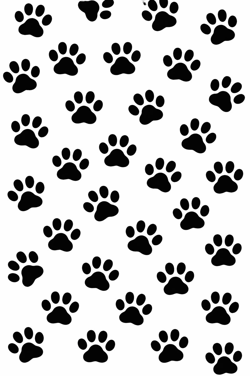 Black and white puppy dog paw print stencil pattern for crafts and nursery projects