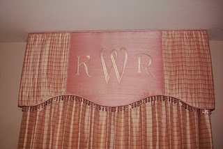 custom baby girl pink nursery curtains window treatments valance monogram personalized initials curtains