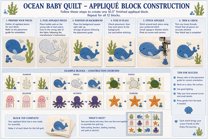 step by step applique block construction
