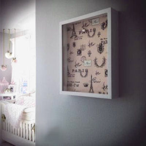 A French themed shadowbox in pink and chocolate brown for a baby girl nursery