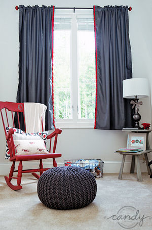 Bright red nursery rocking chair