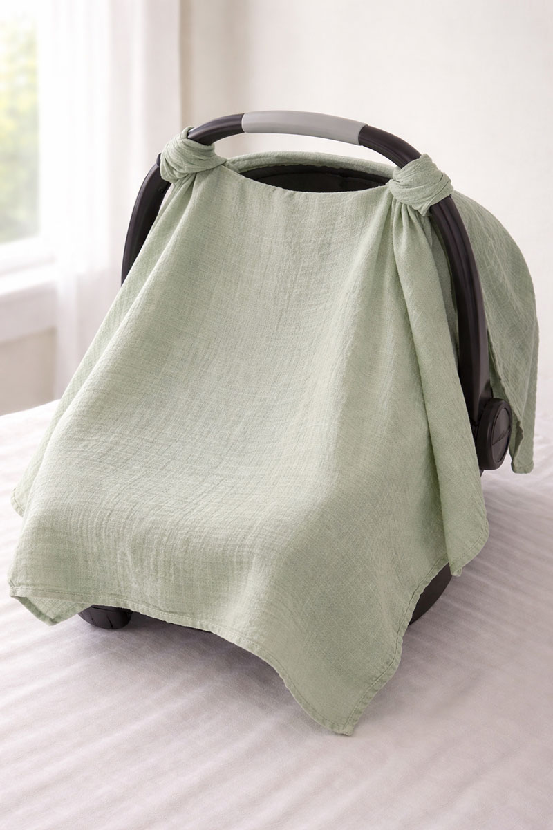 DIY baby car seat cover made with breathable fabric