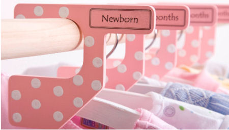 Pink polka dots baby girl clothes dividers for nursery closet organization system