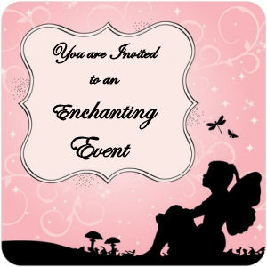 Elegant pink and white baby girl fairy baby shower invitation silhouette mushrooms