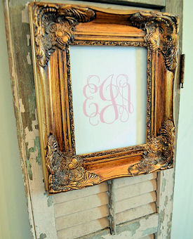 DIY printable pink baby girl monogram initials in a vintage frame to make yourself