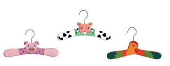 Farm animal theme baby clothes and coat hanger collection including a little red rooster a pig and a black and white cow