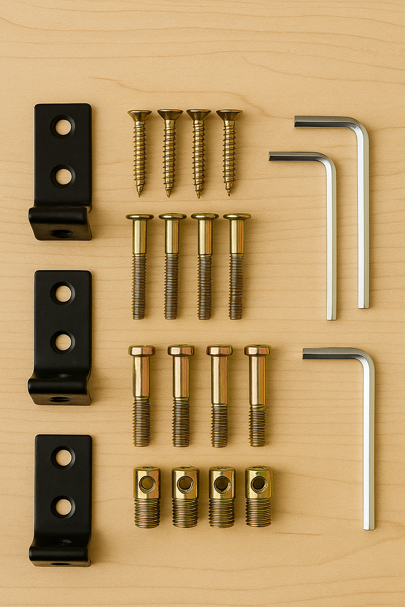 Selection of compatible crib hardware components associated with Baby’s Dream furniture