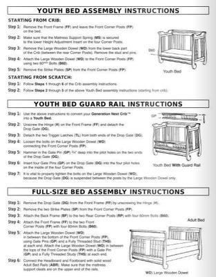 GXCCPNCN Baby's Dream Generation Next Crib Instructions Manual and Parts List
