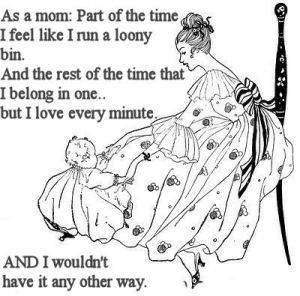 A new mother and baby in a vintage scene with a quote.