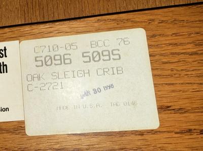 Bassett C710-05 sleigh crib (Jan 30, 1998)