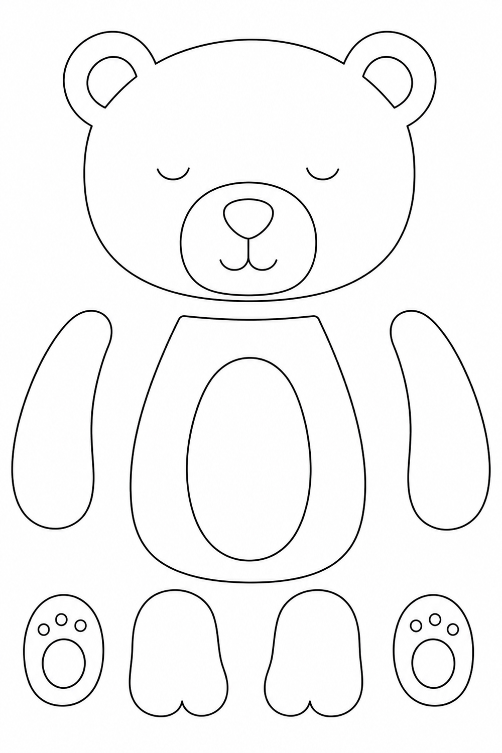 Printable bear felt template for a woodland crib mobile