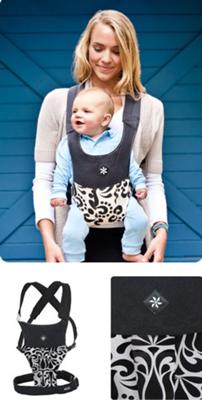 Black and White Damask Belle Front Carry Position Baby Carrier