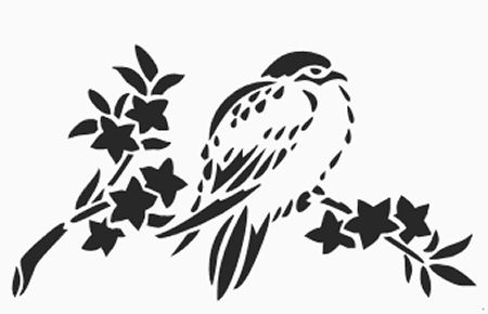 Printable bird on a branch stencil chickadee wall stencil pattern design